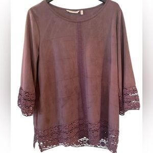 Soft Surroundings Purple Lace Trim Top
